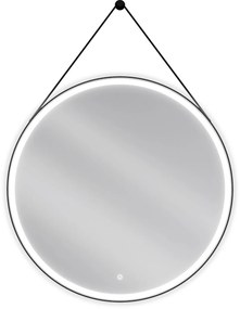Mexen Reni, LED fürdoszobai tükör háttérvilágítással 90x90 cm, 6000K, fekete keret, páramentes, 9812-090-090-611-70