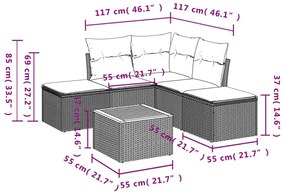 6 részes szürke polyrattan kerti ülőgarnitúra párnákkal