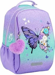 Iskolatáska, cipzáras, laptoptartóval, BELMIL Companion Serenity, lila, pillangó (BL338961L)