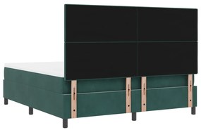 Box Spring Ágy Matraccal Sötét Zöld Szuper King Bársony