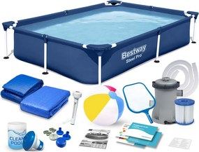 Téglalap alakú medence 221x150x43 cm 16 az 1-ben Bestway 56401N
