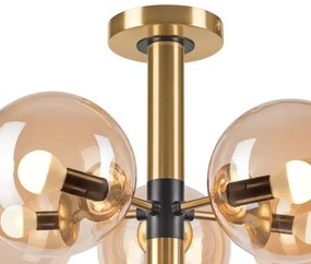 Csillár rúdon ROLLO 5xE14/5W/230V arany/füstös bézs