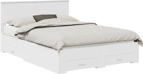 vidaXL Ágykeret fejtámlával fiókkal Fehér 140 x 190 cm Faanyag