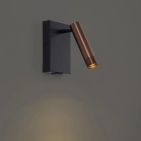 Modern fekete fali lámpa sötét bronz állítható USB-C-vel - Croft