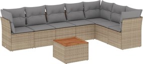 vidaXL 8 részes bézs polyrattan kerti ülőgarnitúra párnával