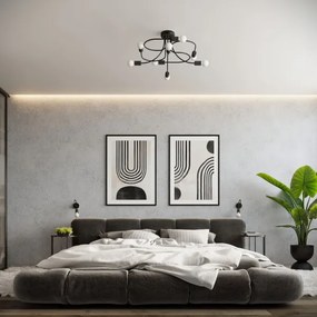 Sollux SL.1457 - Csillár rúdon LEVAR 8xE27/15W/230V fekete