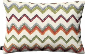 Párnahuzat 60x40 piros-zöld cikk-cakk mintás, krémszínű alapon