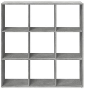 betonszürke szerelt fa elválasztó könyvespolc 102x29x103,5 cm