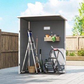 Outsunny Kerti Fészer 1.14 m² Szerszámtároló - zárható ajtó, szellőztetés és ablak - méretei: 151L x 92W x 193H cm - műanyag, szürke | Aosom