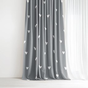 Goldea pamut drapéria - szívecskék, szürke alapon 240x150 cm