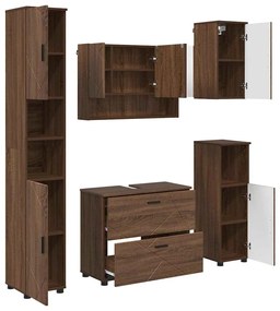 Fürdőszoba bútor szett 5 pcs barna tölgy 30 x 35 x 192 cm
