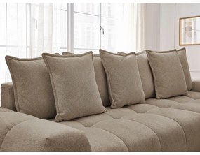 Szürkésbarna zsenília kinyitható-tárolóhelyes sarokkanapé (jobb oldali-heverő résszel) Everest – Bobochic Paris