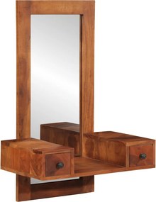 vidaXL fali tükör fiókokkal 60x33x90 cm tömör fa akácfa