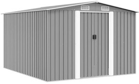 vidaXL szürke fém kerti fészer 257 x 298 x 178 cm