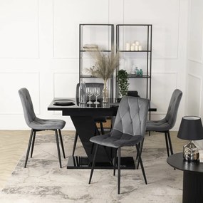 Étkezőgarnitúra 4 db. Székkel. Bővíthető asztal CLARK 120-160 + 4 db. Szürke étkezőszék. ROBIN