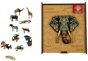 Puzzle, fa, A4, 90 darabos, PANTA PLAST Elephant (INP422000401)