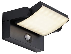 Kültéri fali lámpa fekete LED-del IP54 mozgásérzékelővel, szolár - Judge