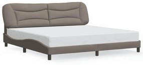 tópszínű szövet ágykeret LED-ekkel matrac nélkül 200 x 200 cm