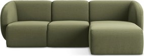 Zöld bársony sarokkanapé (jobb oldali-heverő résszel) Lani – Makamii