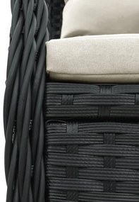 2 db fekete polyrattan dönthető kerti szék