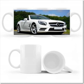 Fényképes bögre Fehér kabrió Mercedes Sportautó