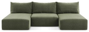 Zöld kinyitható-tárolóhelyes sarokkanapé Kalena – Makamii