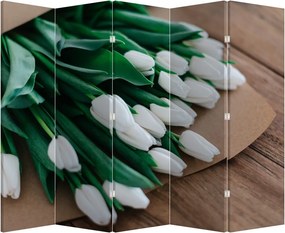 Paraván - Csokor fehér tulipán (210x170 cm)