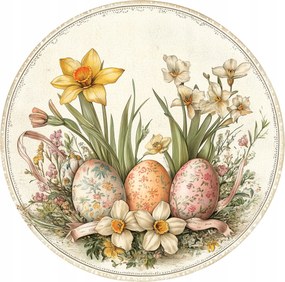 Húsvéti kerámia poháralátét x4 virág és húsvéti tojás motívummal