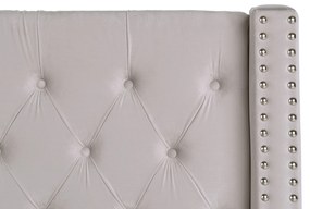 Világosszürke bársony ágyneműtartós franciaágy 160 x 200 cm LUBBON Beliani