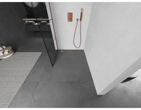 Mexen Kioto, Walk-In zuhany paraván 70 x 200 cm, 8 mm átlátszó üveg fekete mintás, réz matt profil, 800-070-101-65-77
