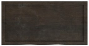 sötétbarna kezelt tömör tölgyfa fali polc 100x50x(2-4) cm