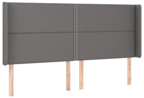 szürke műbőr LED-es fejtámla 183x16x118/128 cm