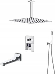 Falsík Alatti Zuhanyszett Csavaros Kifolyócső Króm Esőztető 30 cm