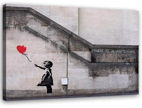 Gario Vászonkép Banksy falfestmény lány lufival Méret: 60 x 40 cm
