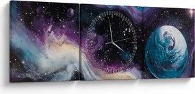 Kép - Festett univerzum (órával) (90x30 cm)