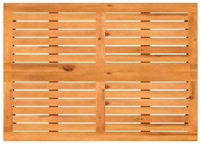 bézs polyrattan akácfa lapos kerti asztal 105x75x72 cm