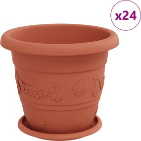 vidaXL Növénycserép 24 pcs Tégla Vörös Ø 26 x 21.5 cm Műanyag