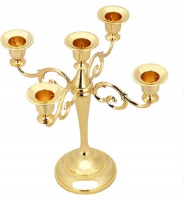 Gyertyatartó Kandeláber 5 Karos Arany 26CM