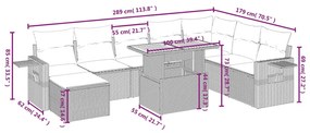 9 részes bézs polyrattan kerti ülőgarnitúra párnákkal