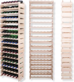 Borosüveg tartó állvány moduláris fenyő könyvespolc 16x6 szerelés Eco szerszámok nélkül