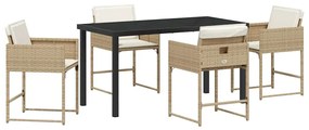 vidaXL Kert étkező szett 5 pcs Bézs polirattan