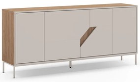 Krémszínű-natúr színű komód tölgyfa dekorral 180x80x40 cm Lilou – Marckeric