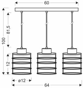 Csillár zsinóron GLOB 3xE27/40W/230V fekete