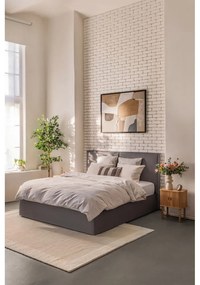 Szürke kárpitozott ágyneműtartós franciaágy ágyráccsal 180x200 cm Thessa Bold – Bonami Selection