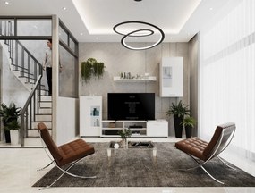 Nappali szekrénysor, fehér, fóliázott DTD, FRONTAL 1 NEW