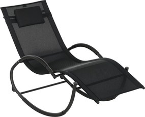 Outsunny Fűszeres Ringató Szék Fejtámaszos Kartámlával és Fém Vázszerkezettel 120 kg Teherbírás Indoor és Outdoor 155x61x88 cm Fekete | Aosom