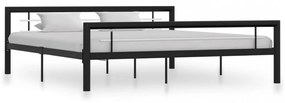 Fekete és fehér fém ágykeret 180 x 200 cm