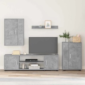 4 részes TV szekrény szett 4 pcs Beton szürke Faanyag