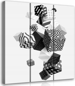 Vászonkép 90x100 Geometrikus absztrakt Fekete-fehér Dinamika Művészet