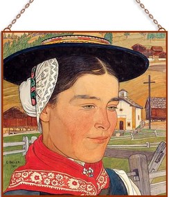Ernest Biéler - Egy walesi nő portréja üvegkép, falikép